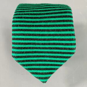 ADAM KIMMEL Green Black Stripe Cotton Skinny Tie